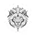 A majestic lion surrounded by a geometric pattern tattoo design idea