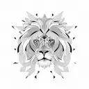 A majestic lion surrounded by a geometric pattern tattoo design idea