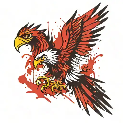 Polish eagle with skin tears tattoo design idea