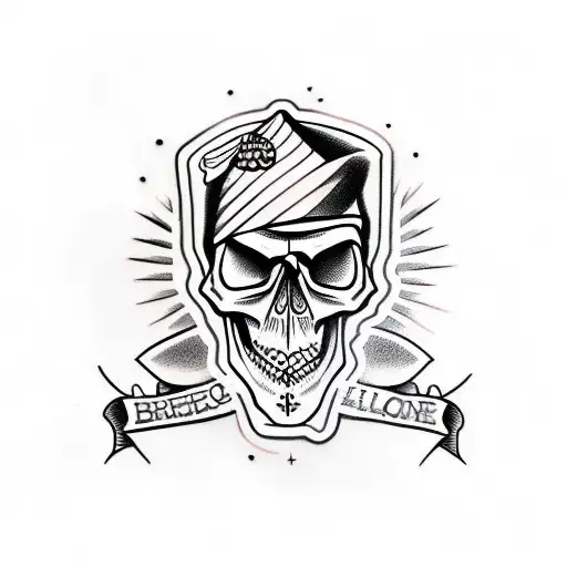 Skull bold line work  tattoo design idea
