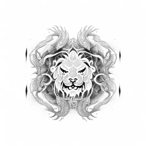 yin and yang lion scorpion tattoo design idea