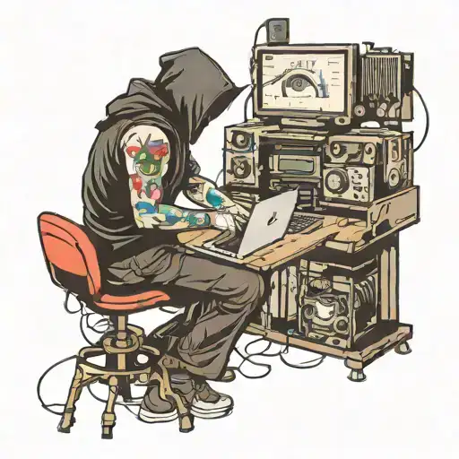hacker  hacking in laptop        tattoo design idea