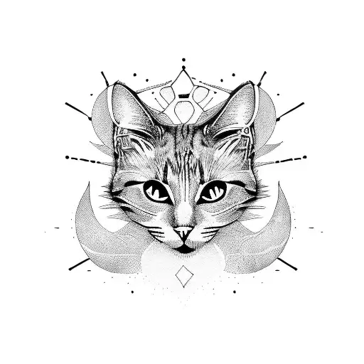 cat outline tattoo design idea