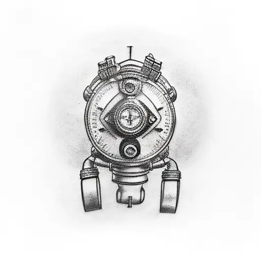 old diving suit helmet tattoo design idea