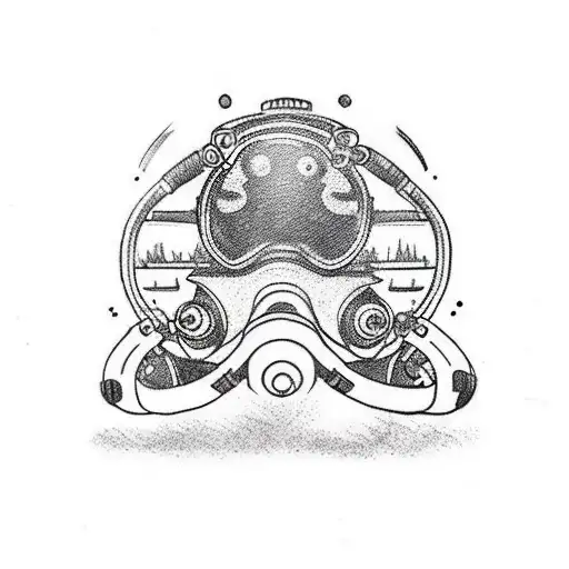 diving suit helmet tattoo design idea