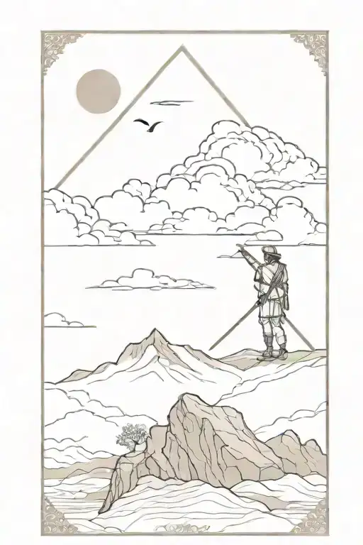 Caspar Friedrich's Wanderer Above the Sea of Clouds tarot card  tattoo design idea