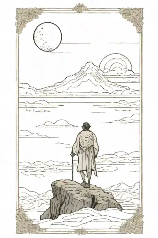 Caspar Friedrich's Wanderer Above the Sea of Clouds tarot card  tattoo design idea