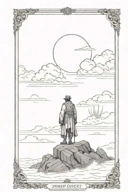 Caspar Friedrich's Wanderer Above the Sea of Clouds tarot card  tattoo design idea