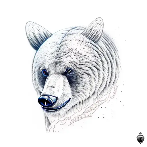 pacific bear walking on the mountains tattoo design idea