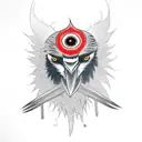 murder of crow with a mangekyou sharingan from naruto in one of their eyes tattoo design idea