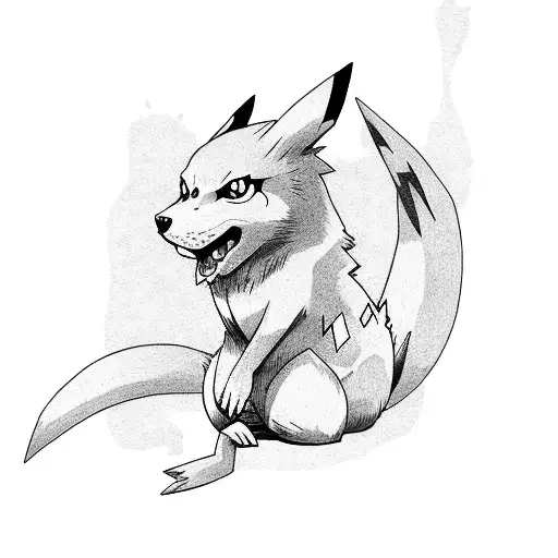 Pikachu wolf tattoo design idea