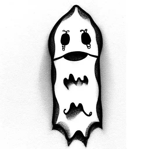 cartoon ghost and a moth tattoo design idea