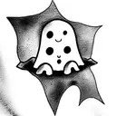 cute ghost tattoo design idea