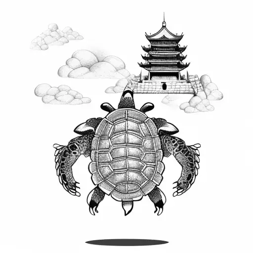 great wall, hero turtle,chinese temple, macaron,whisk, tattoo design idea