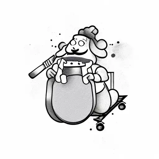 Skateboarding chef cooking up a storm tattoo design idea