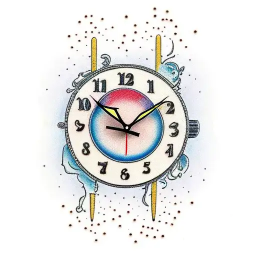 melting clock tattoo design idea