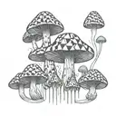 Geometric patterns inspired psychedelic mushroom forest tattoo design idea