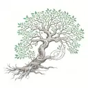 large tree with roots reaching deep and the tree trunk a dna symbol made of books  tattoo design idea