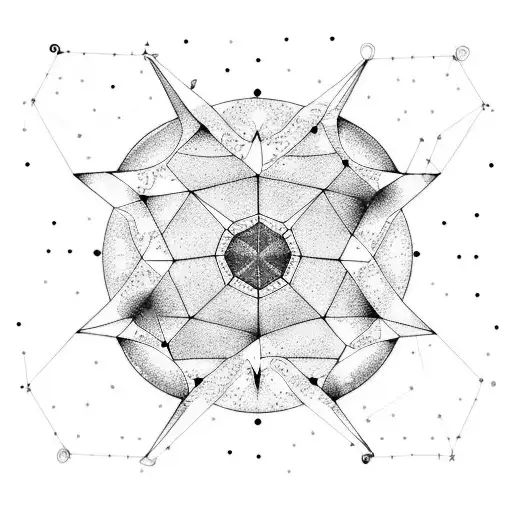 A constellation of animals formed by stars and moons tattoo design idea