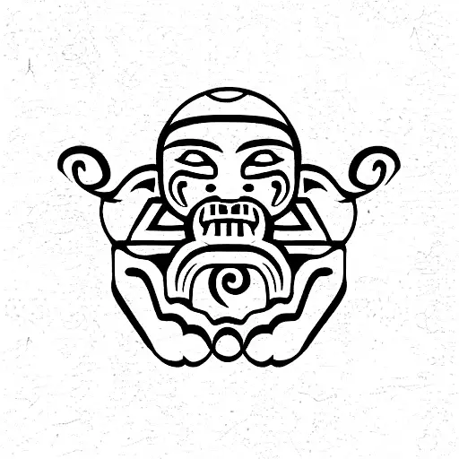 four wise monkeys as Mayan heiroglyphs  tattoo design idea