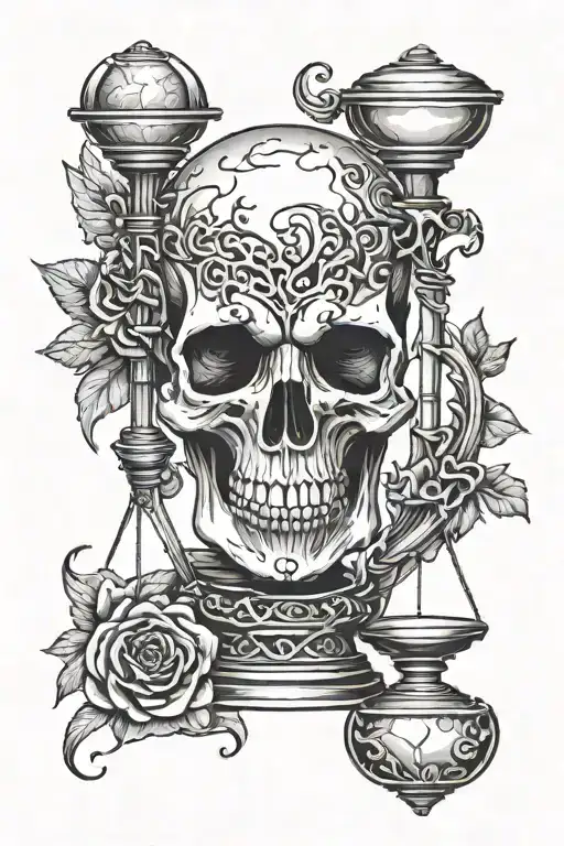 hourglass skull snake tattoo design idea
