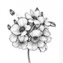 flower bouquet with snowdrops and poppy's and honeysuckles and daisy's tattoo design idea