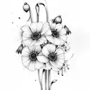 flower bouquet with snowdrops and poppy's and honeysuckles and daisy's tattoo design idea