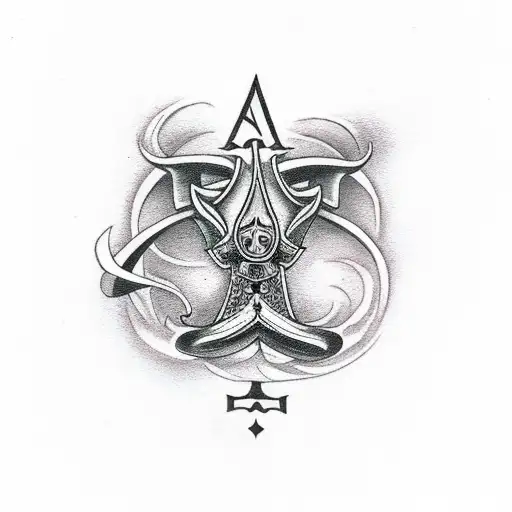 ace of spades with smoke and family writing tattoo design idea