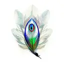 a word निरंकार with peacock feather  tattoo design idea