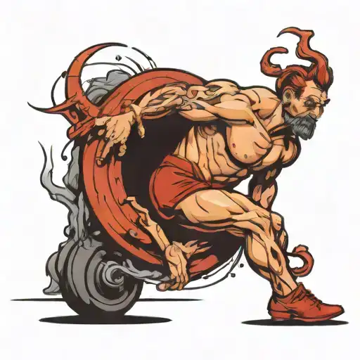 pin-up Sisyphus tattoo design idea