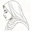 Simple Line work of a Muslim women wearing a hijab  tattoo design idea