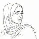 Simple Line work of a Muslim women wearing a hijab  tattoo design idea