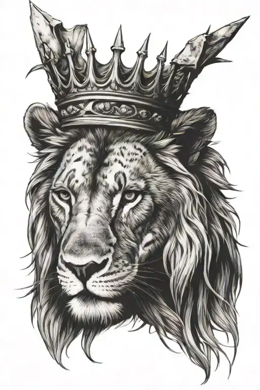 lion head with crown of thorns around head.  tattoo design idea