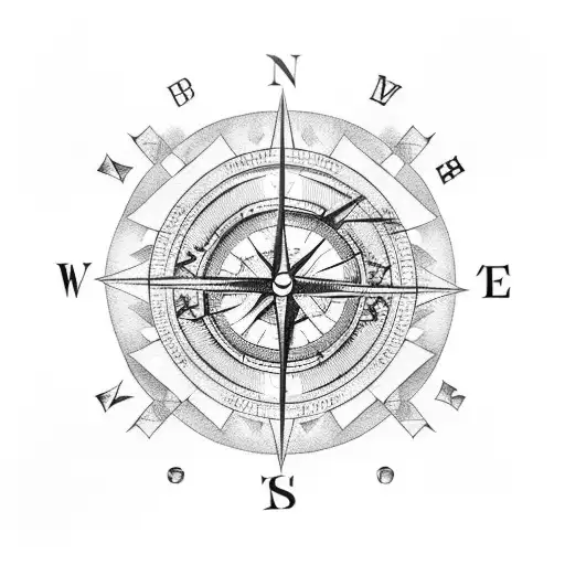 broken compass tattoo design idea