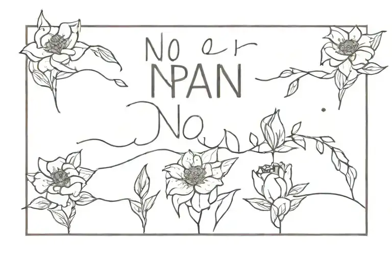 Text No rain no flowers growing tattoo design idea