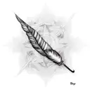 uday name with feather tattoo design idea