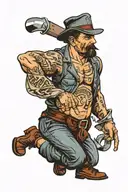 Working man stripped to the waist with the inscription working class tattoo design idea