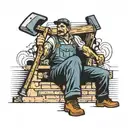 a brutal working man with a sledgehammer in his hand in an outline and captions "working class" tattoo design idea