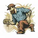 a brutal working man with a sledgehammer in his hand in an outline and captions "working class" tattoo design idea