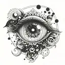 A celestial-themed tattoo featuring your mom's eyes as the center of a cosmic design tattoo design idea