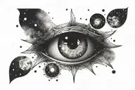 A celestial-themed tattoo featuring your mom's eyes as the center of a cosmic design tattoo design idea