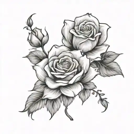 rose and jasmine flowers tattoo design idea