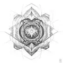 Combine elements of Hermeticism and Alchemy to create a unique symbol incorporating Metatron's Cube and The Flower of Life tattoo design idea