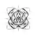 Combine elements of Hermeticism and Alchemy to create a unique symbol incorporating Metatron's Cube and The Flower of Life tattoo design idea