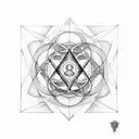 Combine elements of Hermeticism and Alchemy to create a unique symbol incorporating Metatron's Cube and The Flower of Life tattoo design idea