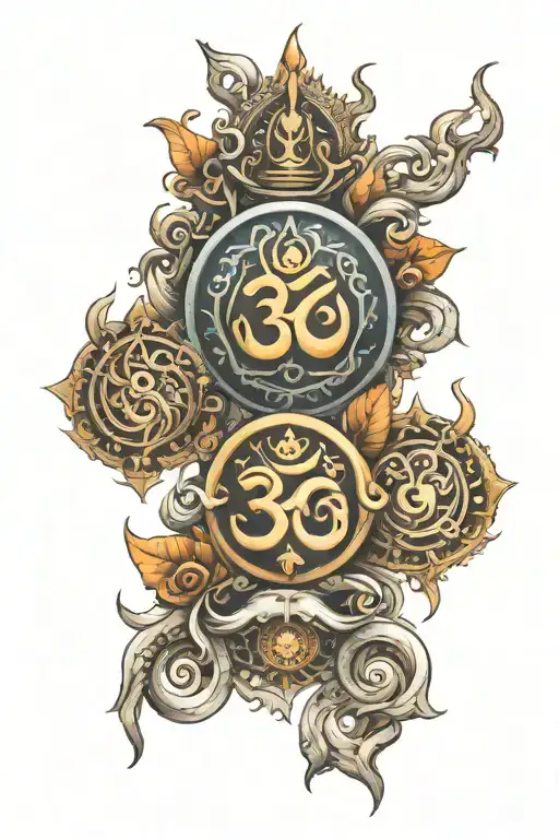trishul Om and damru along tattoo design idea