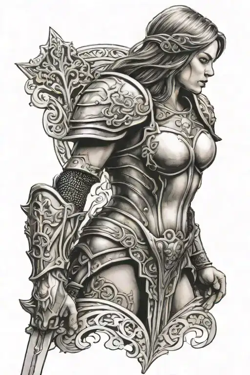 the armor of god female  tattoo design idea