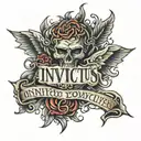 invictus text tattoo design idea