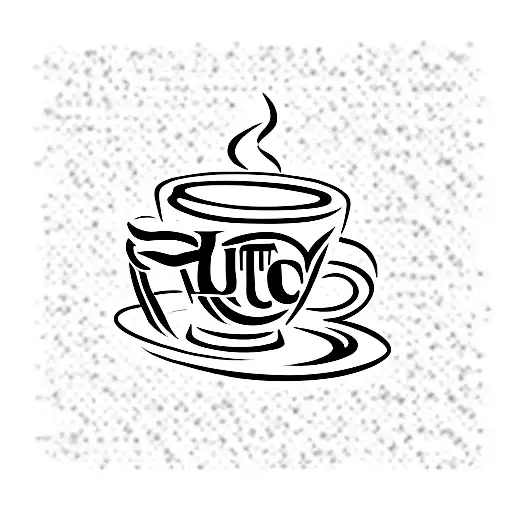 A minimalist tattoo of a strong arm lifting a coffee cup, with the word 'hustle' incorporated into the design, reflecting your passion for work and coffee. tattoo design idea