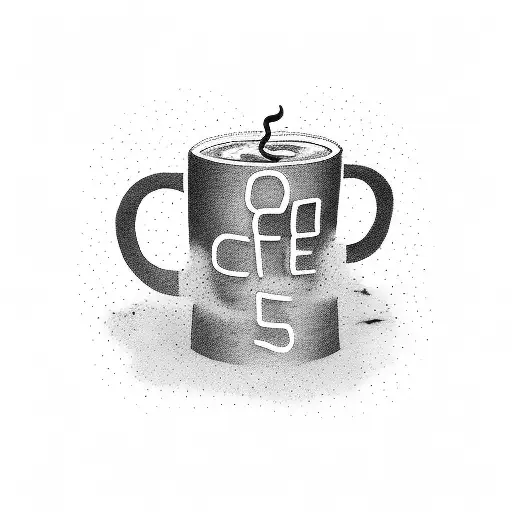 A minimalist tattoo of a strong arm lifting a coffee cup, with the word 'hustle' incorporated into the design, reflecting your passion for work and coffee. tattoo design idea